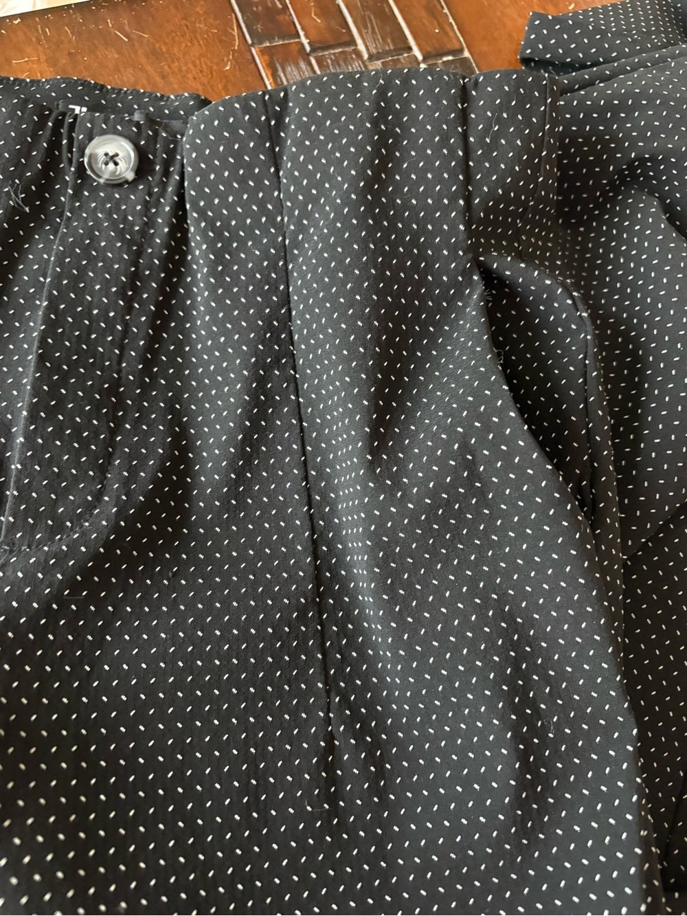Jules &Leopold  Black stretch pants with Tiny White Dot Detail pull up Sz S
